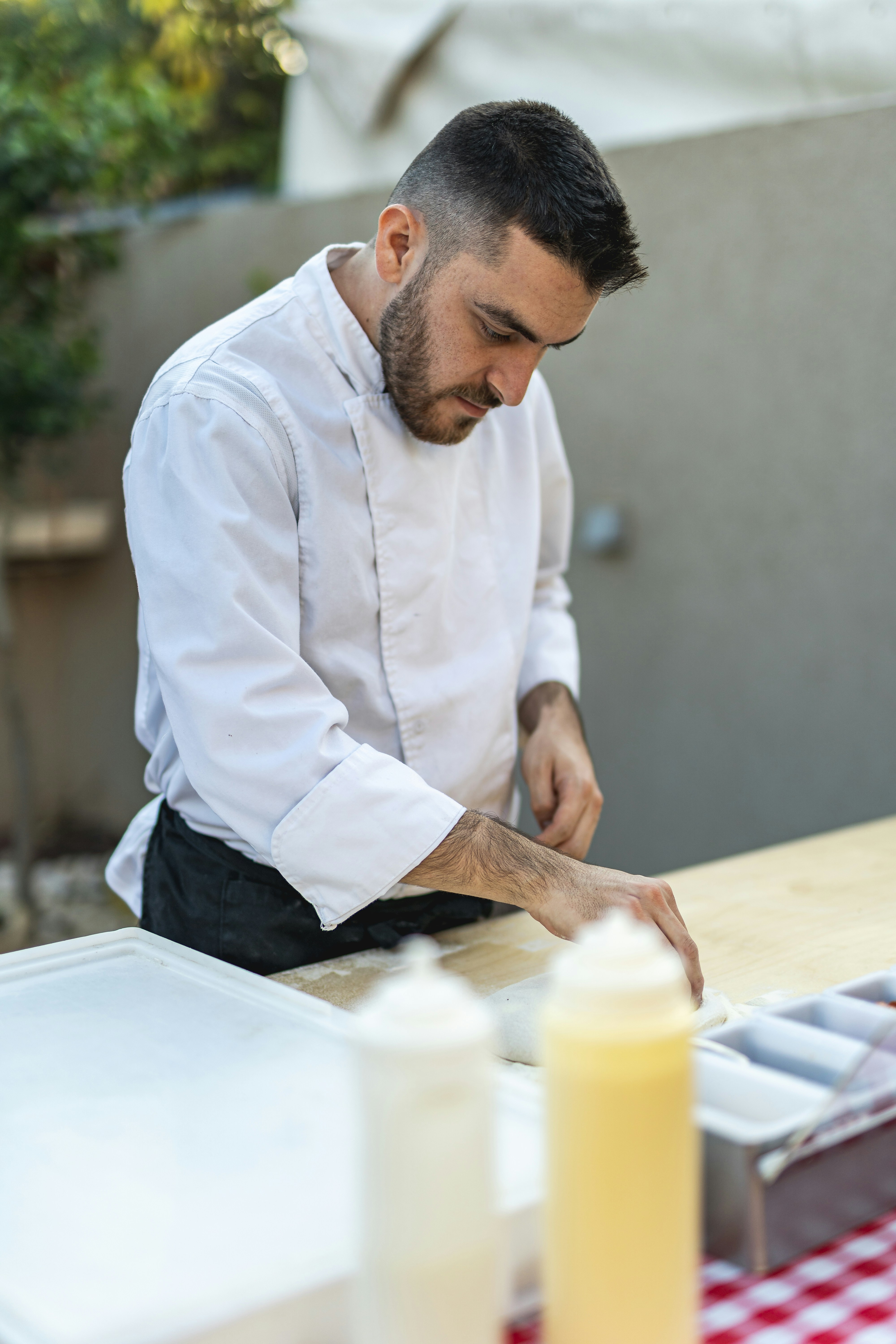 Chef preparing pizza